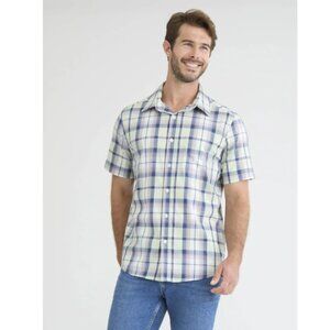 George Men's and Big Men's Button Up Commuter Shirt with Short Sleeves Jade XL